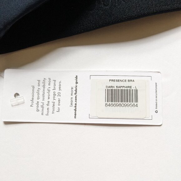 Manduka Presence Bra in Dark Sapphire, size L. NWT - Picture 5 of 8
